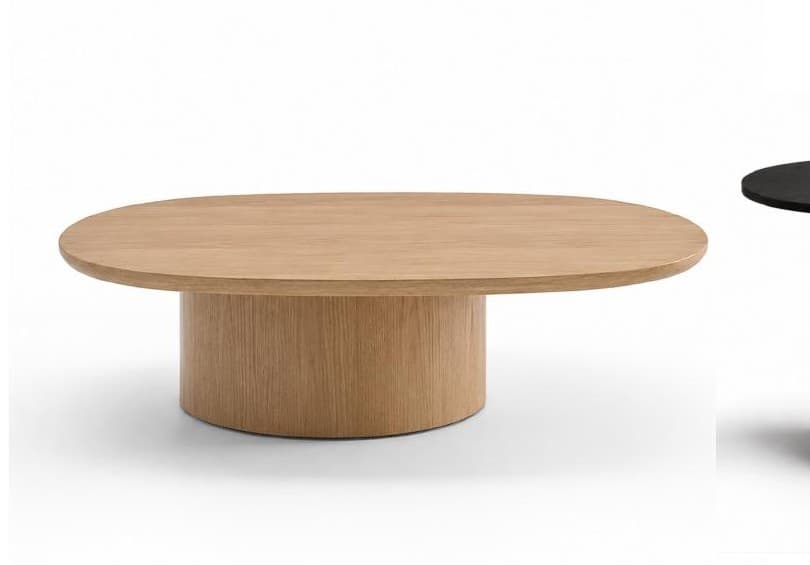 Mesa Laos de centro baja en madera con cubierta de mármol, Casa Poiré interior 2026